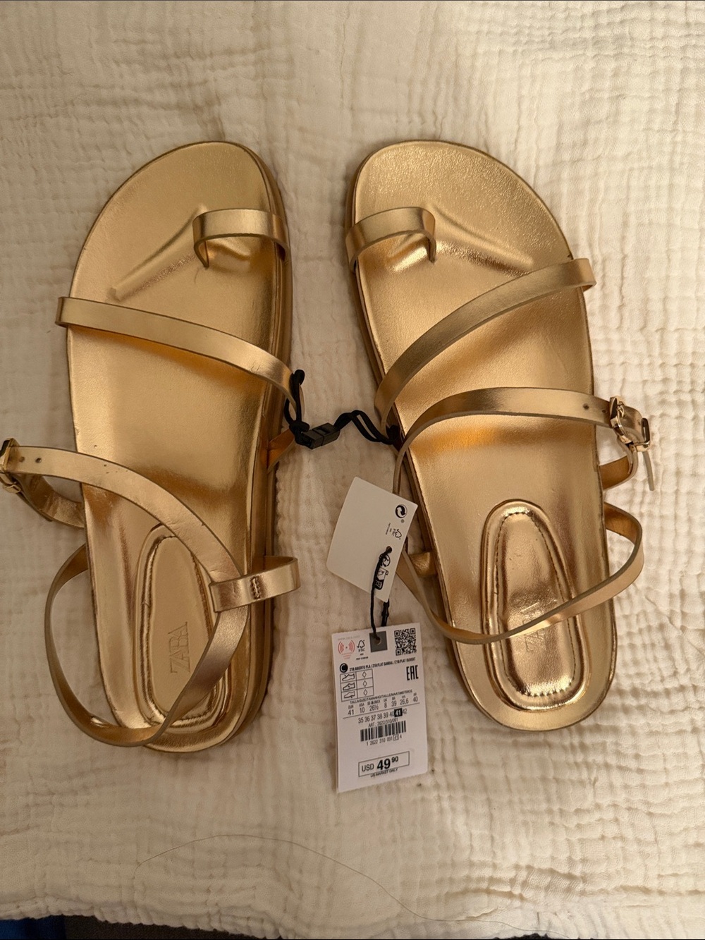 Zara Metallic Gold Strappy Women's Sandals